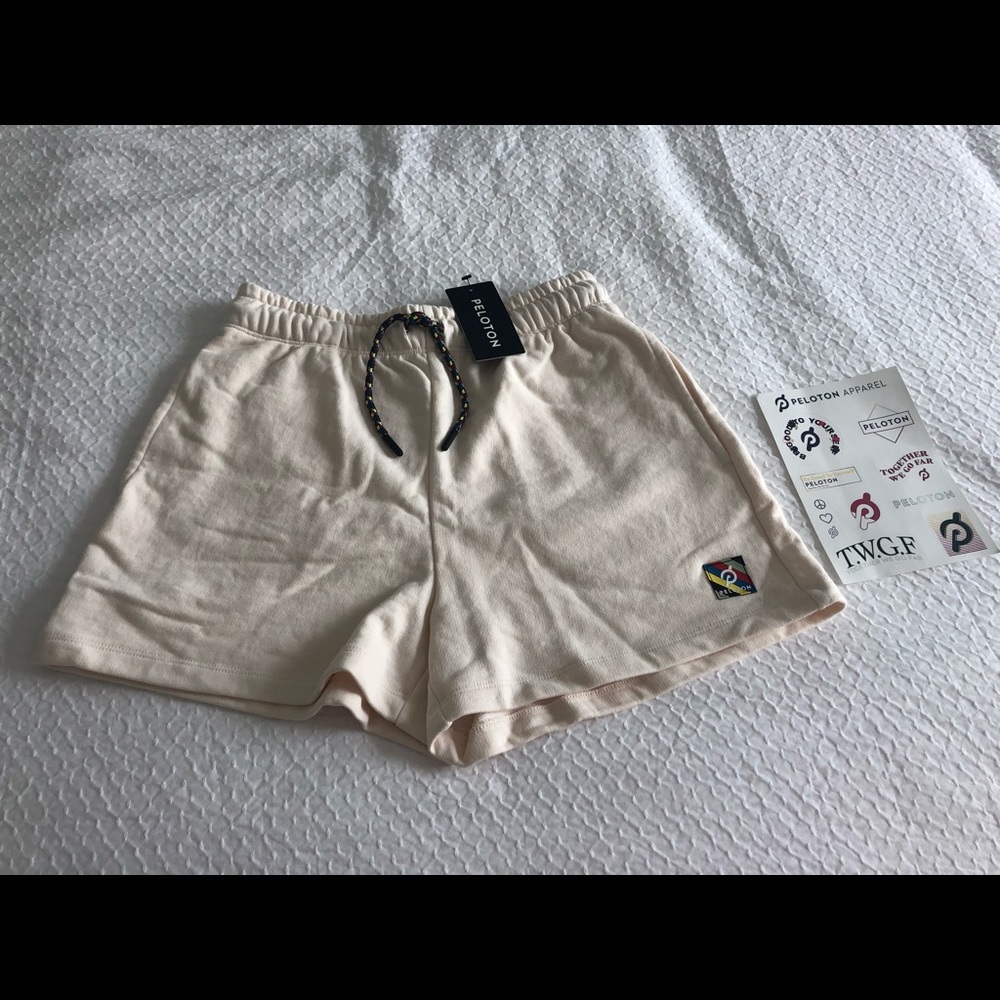 Peloton beige/light yellow sweat cotton shorts for women